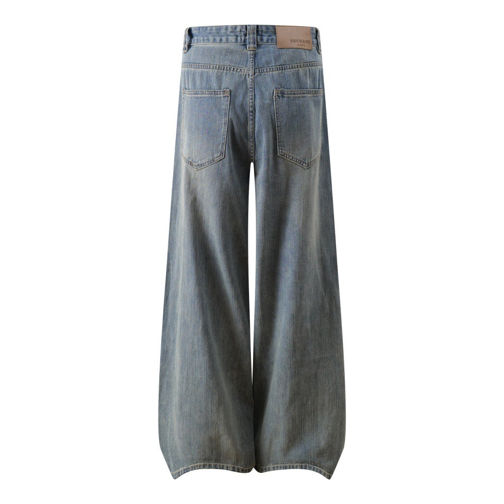 Men’s Washed Wide Leg Denim Jeans
