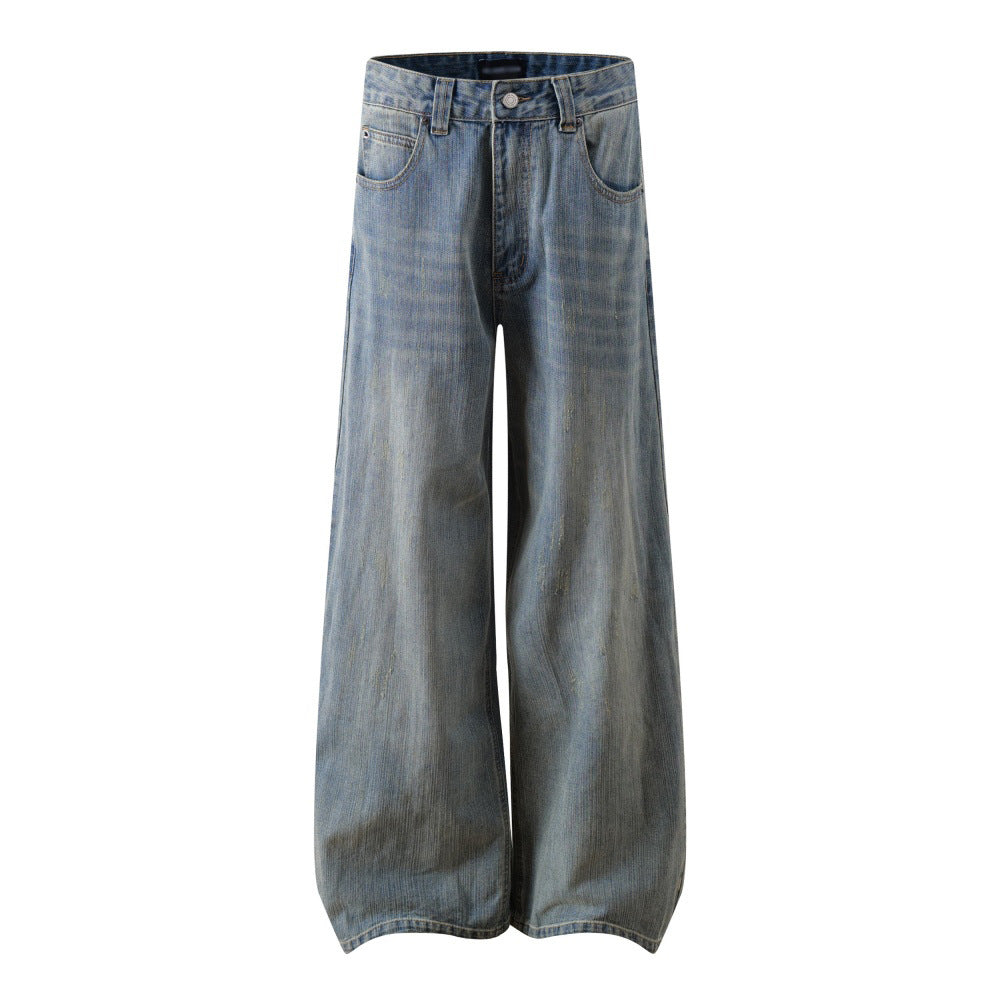 Men’s Washed Wide Leg Denim Jeans