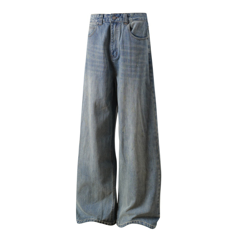 Men’s Washed Wide Leg Denim Jeans